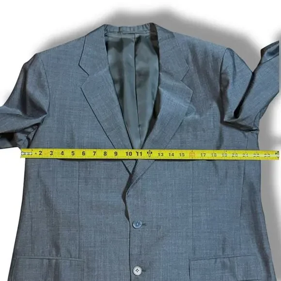 VTG G Handleman 2-Piece Suit Mens Gray Semi-Sharkskin Custom Made Size 44